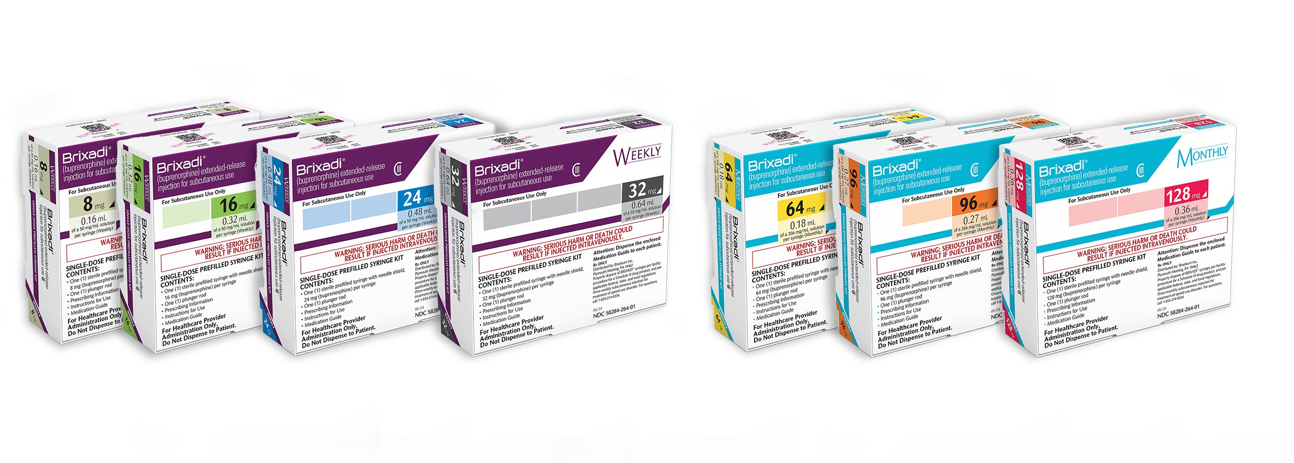 Image of multiple weekly and monthly doses of BRIXADI
