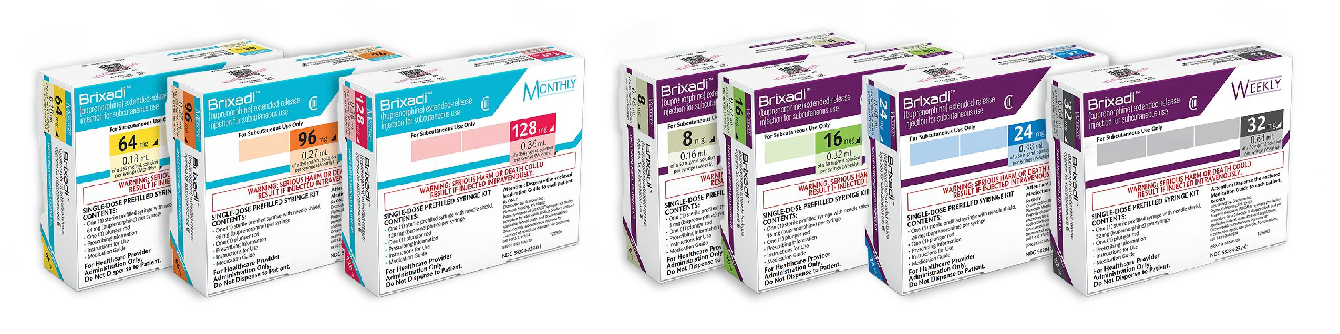Image of multiple weekly and monthly doses of BRIXADI